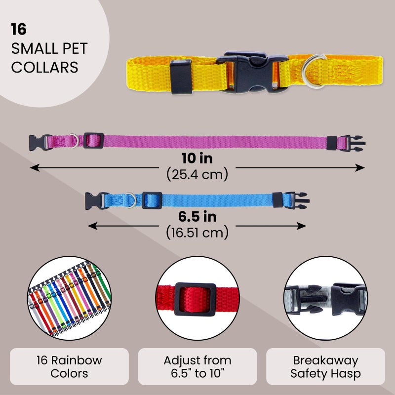 Okuna Outpost Puppy Collars - Quick-Release Buckle - Color-Coded Adjustable Puppy ID Collar - 6.5-10 in, Multicolor, Pack of 16 - Image 2